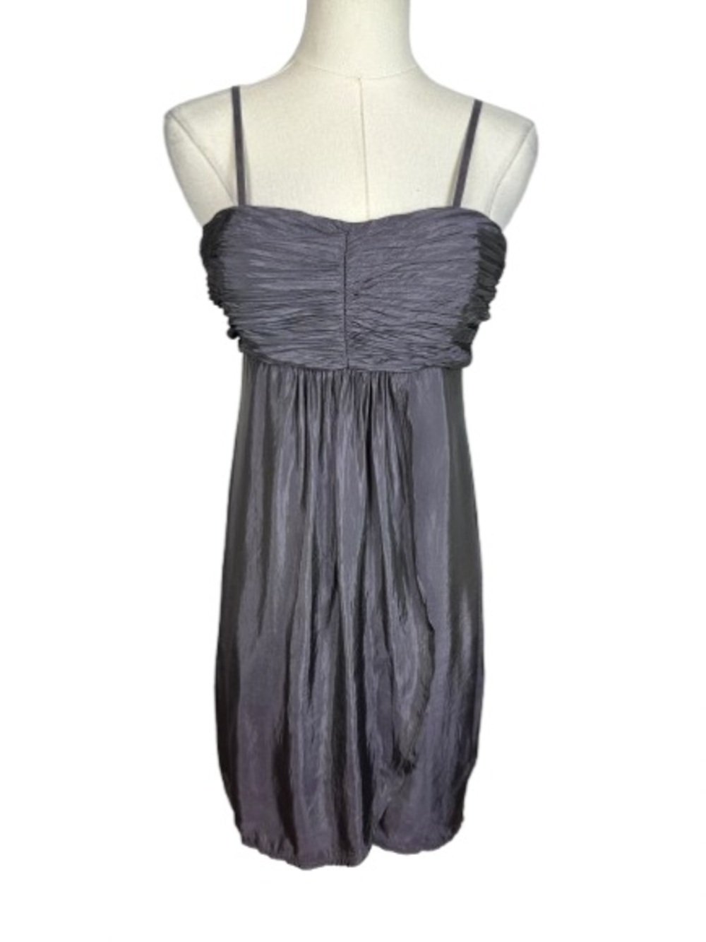 BCBG Slate Gray Ruched Spaghetti-Strap Cocktail Dress Size 2